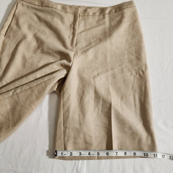 Chico’s Size 2.5 (L-14) Sand Flat Front Zip Linen Blend Pockets Bermuda Shorts - Picture 13 of 15